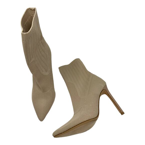 Steve Madden Disco Sock Bootie Beige Knit Stiletto Heel Ankle Boots Size 9 - Picture 10 of 10